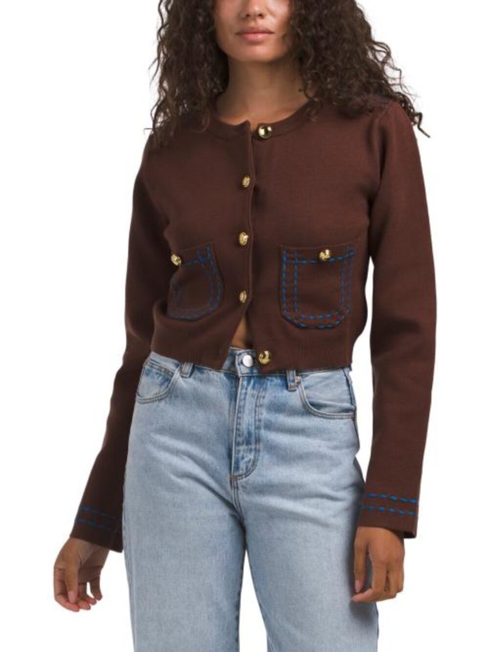 ENGLISH FACTORY Stitch Detail Long Sleeve Cardigan